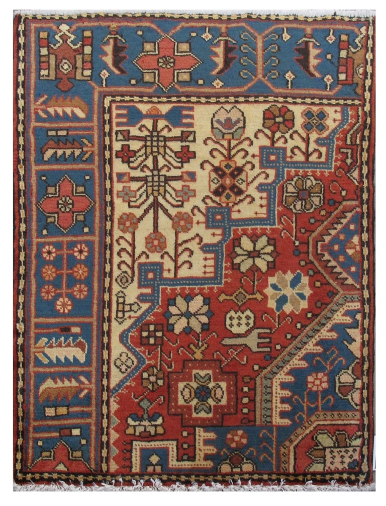 Handcrafted 2.7 x 3.1 Red Persian Hamadan Wool Rug (1 of 4)