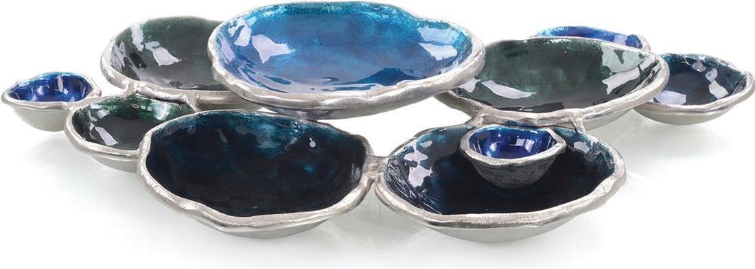John-Richard Handmade Blue Floating Wall Sculpture 24.25W: John-Richard Handmade Blue Floating Wall Sculpture 24.25W This artisanal blue bowl floating wall sculpture is a stunning decorative piece that adds a unique touch to any space. Handmade with care, it