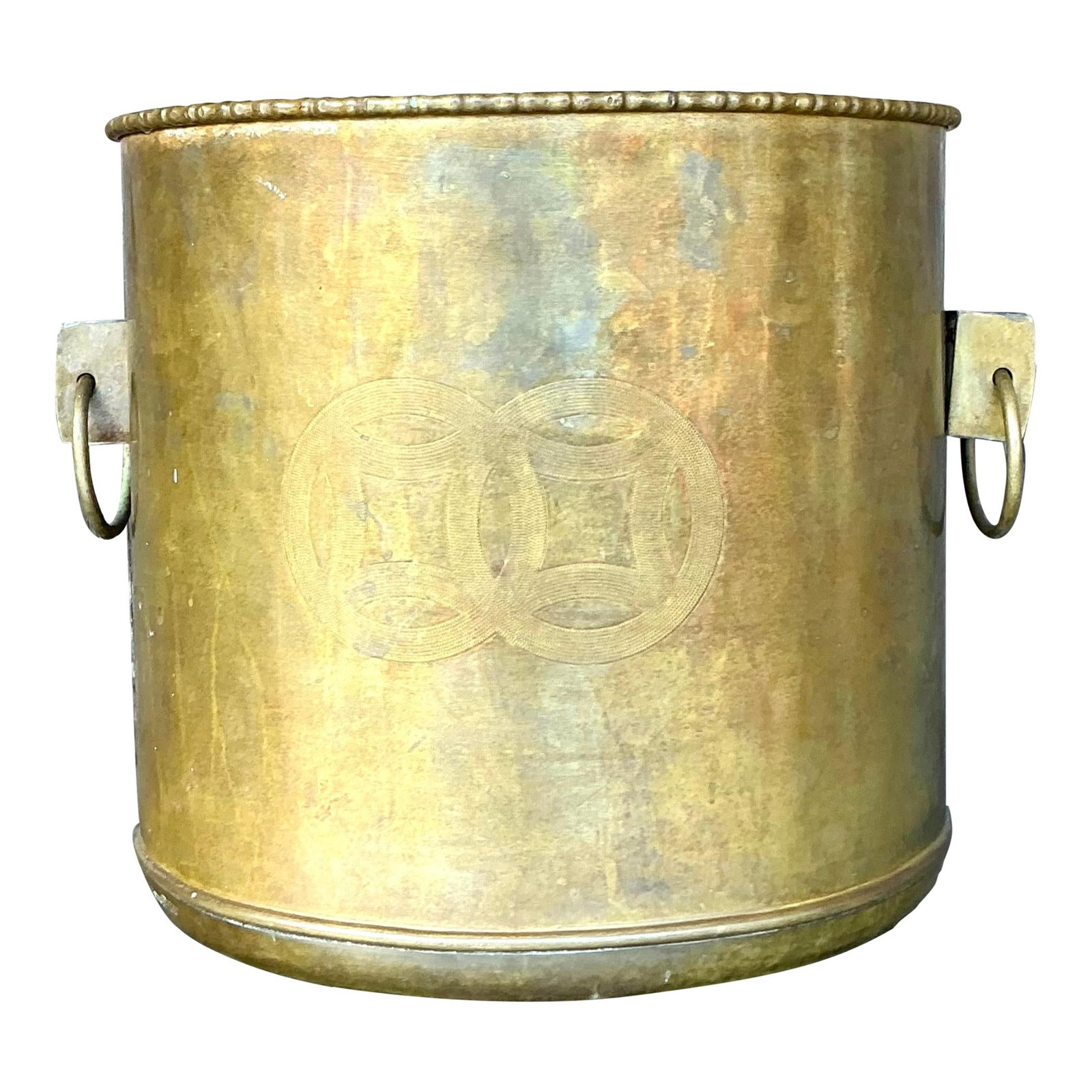 Vintage Regency Brass Medallion Planter Decorative Accent (1 of 7)