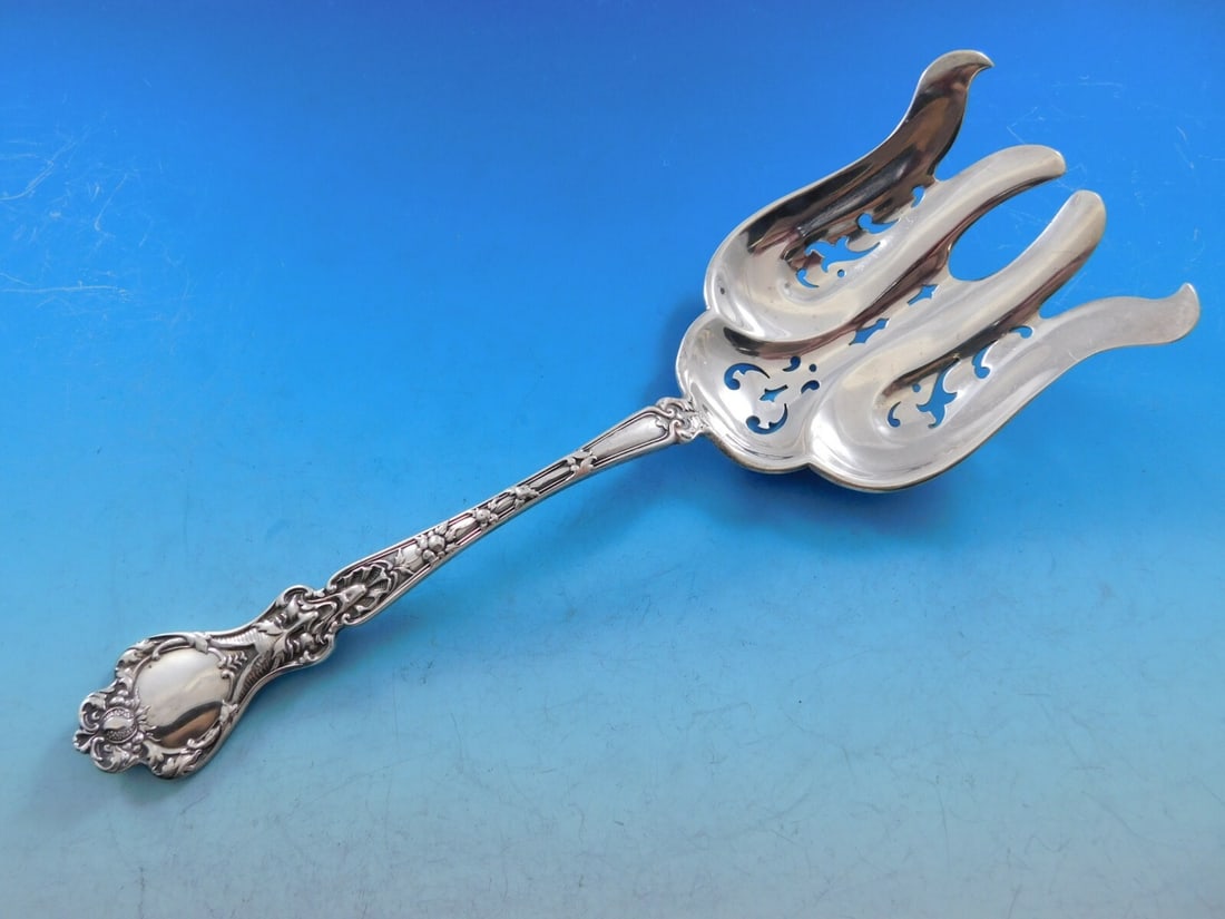 Alvin Nuremburg Sterling Silver Pierced Asparagus Serving Fork 9 1/8 Vintage (1 of 5)