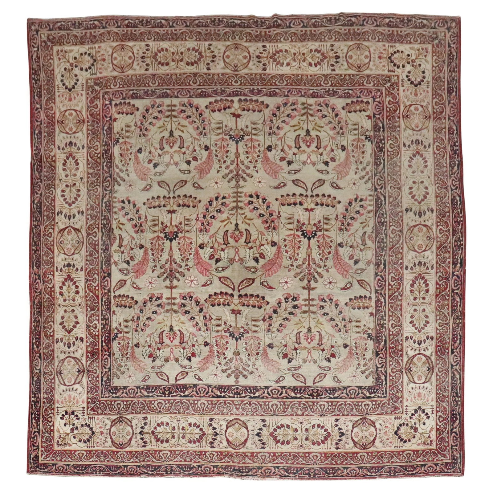19th Century Lavar Kerman Hand-Knotted Square Rug 9'7 x 10'10 (1 of 15)