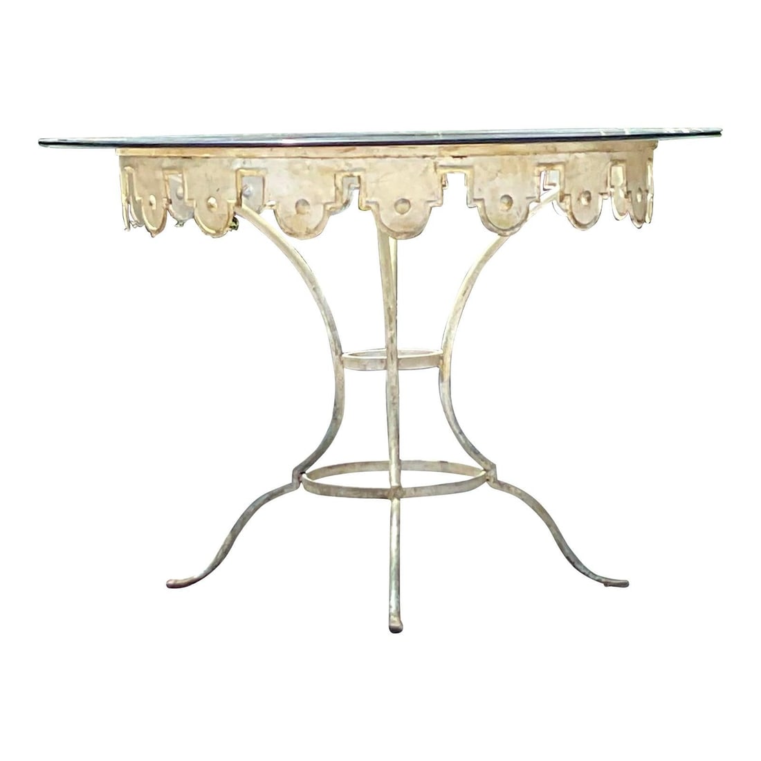 Vintage Boho Wrought Iron Carousel Dining Table with Glass Top (1 of 10)