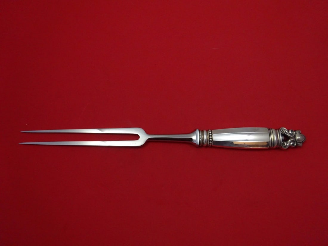 Georg Jensen Acorn Sterling Silver Roast Carving Fork 12 1/4" (1 of 1)