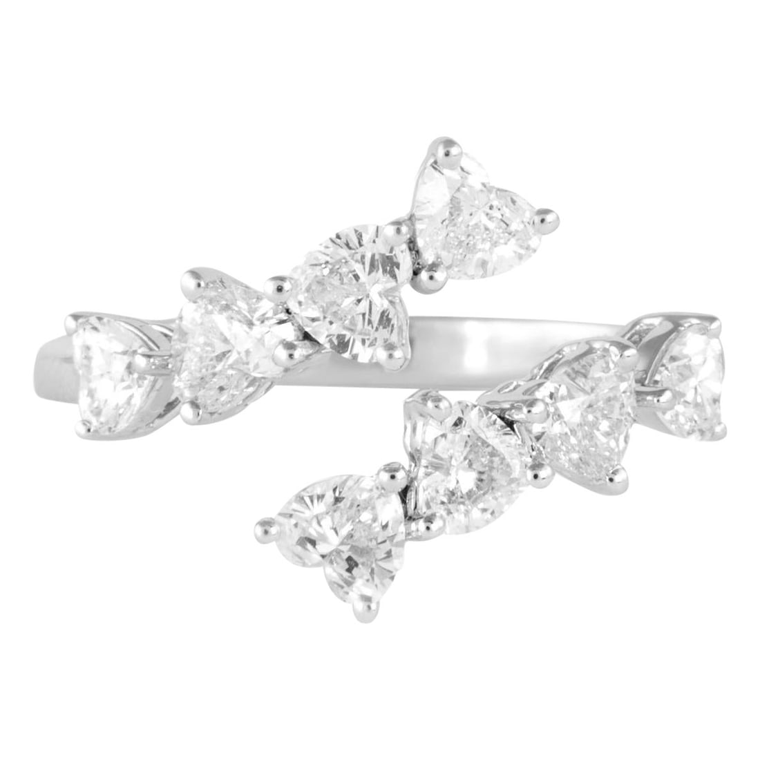 1.40ct Heart Diamond Bypass Ring 18k White Gold Modern Style: 1.40ct Heart Diamond Bypass Ring 18k White Gold Modern Style This stunning modern bypass ring features a 1.40 ct heart-shaped diamond set in exquisite 18k white gold. Designed with elegance in mind, t