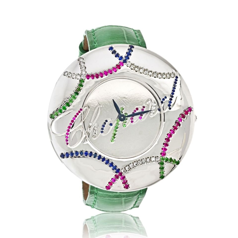 Chopard 18K White Gold Chopardissimo 40mm Mirror Dial Vintage Watch: Chopard 18K White Gold Chopardissimo 40mm Mirror Dial Vintage Watch Introducing the Chopard 18K White Gold Chopardissimo Mirror Dial Watch, a stunning vintage timepiece designed for the fashion-forwar