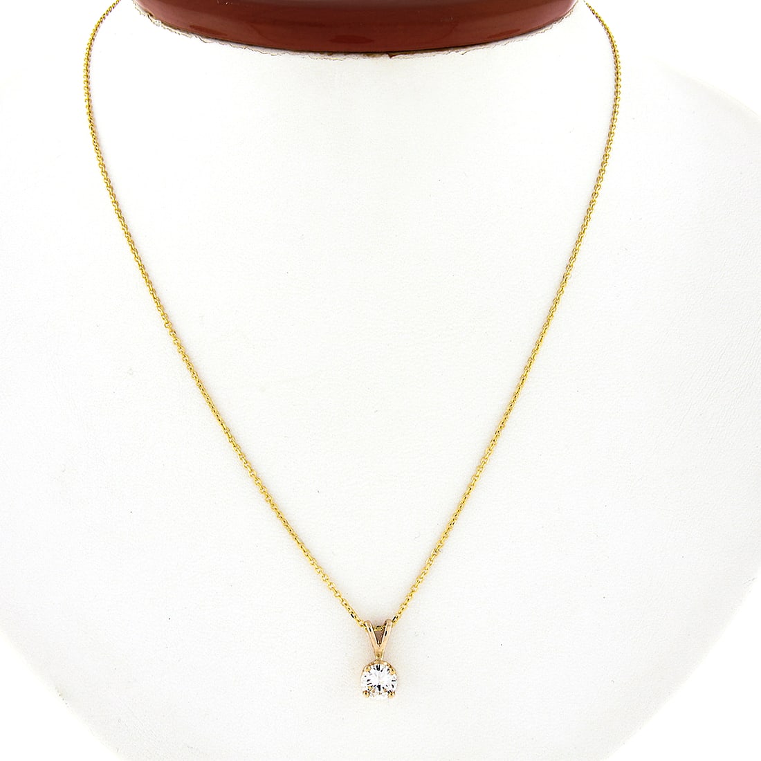 Classic 14k Yellow Gold 0.55ctw F VS2 Diamond Solitaire Pendant with 16 Inch Chain (1 of 7)