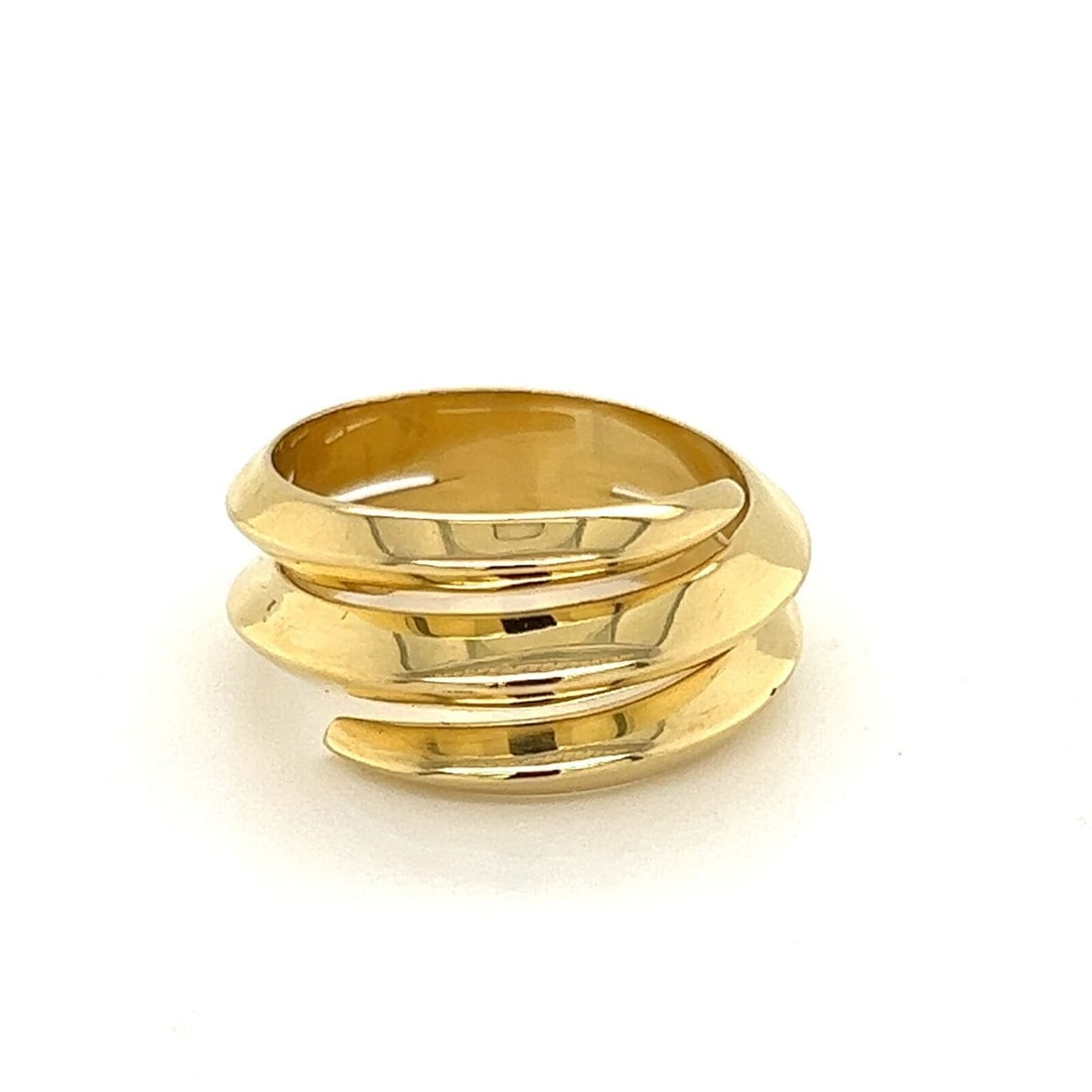 Triple Row Knife Edge Bypass Ring in 18K Yellow Gold Size 6 (1 of 8)