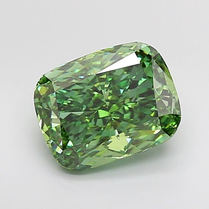 Loose Diamond - CUSHION BRILLIANT 4.34ct Fancy Vivid Green VS2: Loose Diamond - CUSHION BRILLIANT 4.34ct Fancy Vivid Green VS2 Source: This is a real non-mined Diamond that has been grown in a lab Shape: CUSHION BRILLIANT Carats: 4.34 Color: Fancy Vivid Green