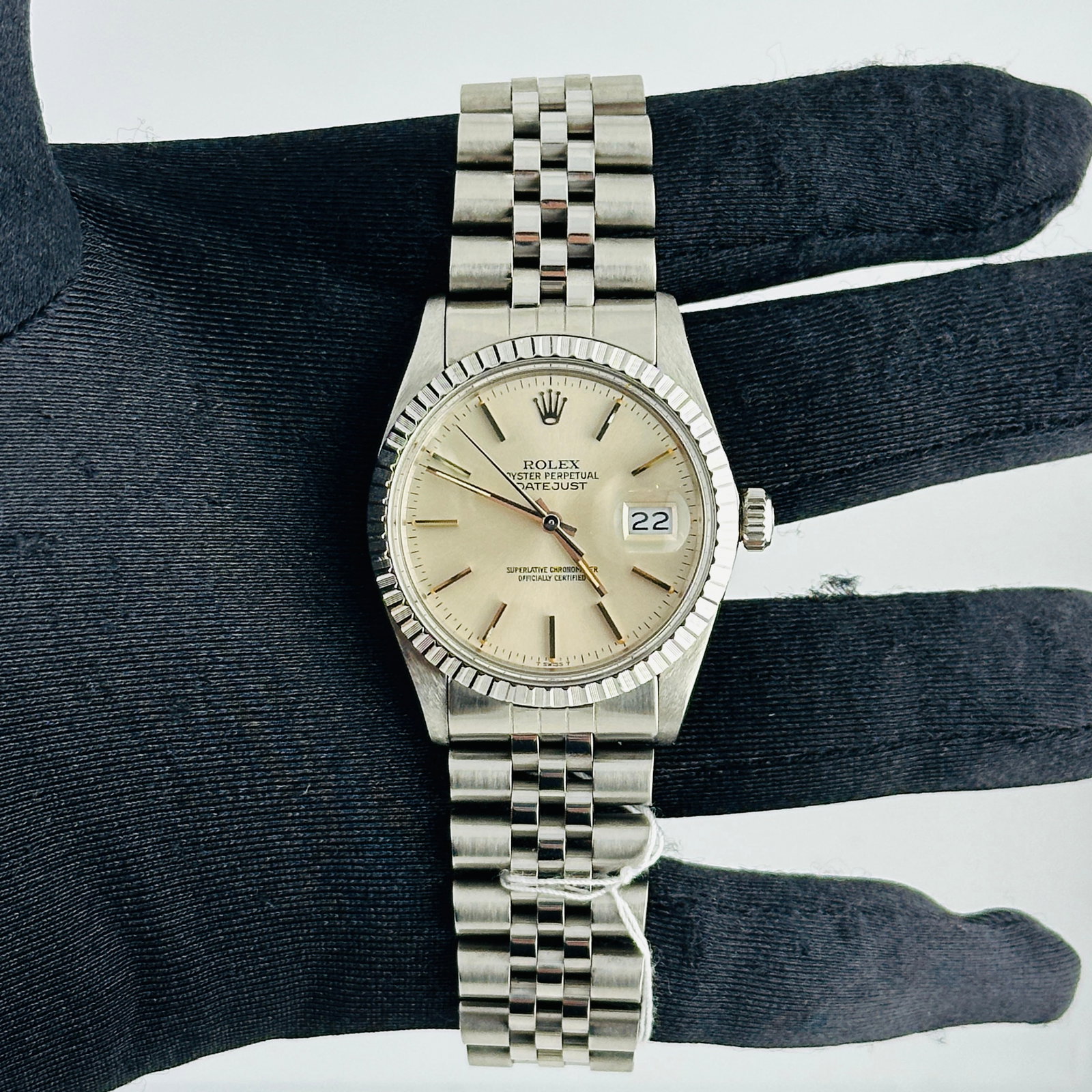Datejust Reference 16030 Silver Stick Dial Watch With Aftermarket Jubilee Bracelet (1 of 4)