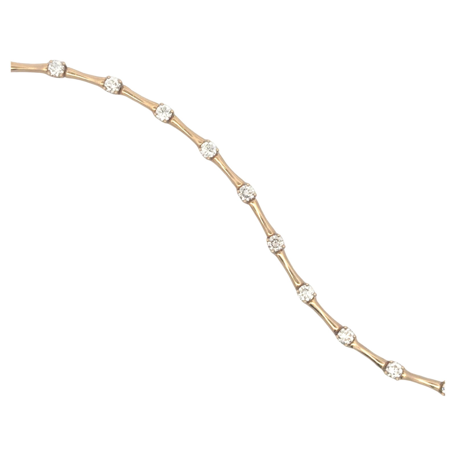Harbor Diamonds 2.52ct Diamond Bamboo Link Bracelet 14k Yellow Gold (1 of 13)