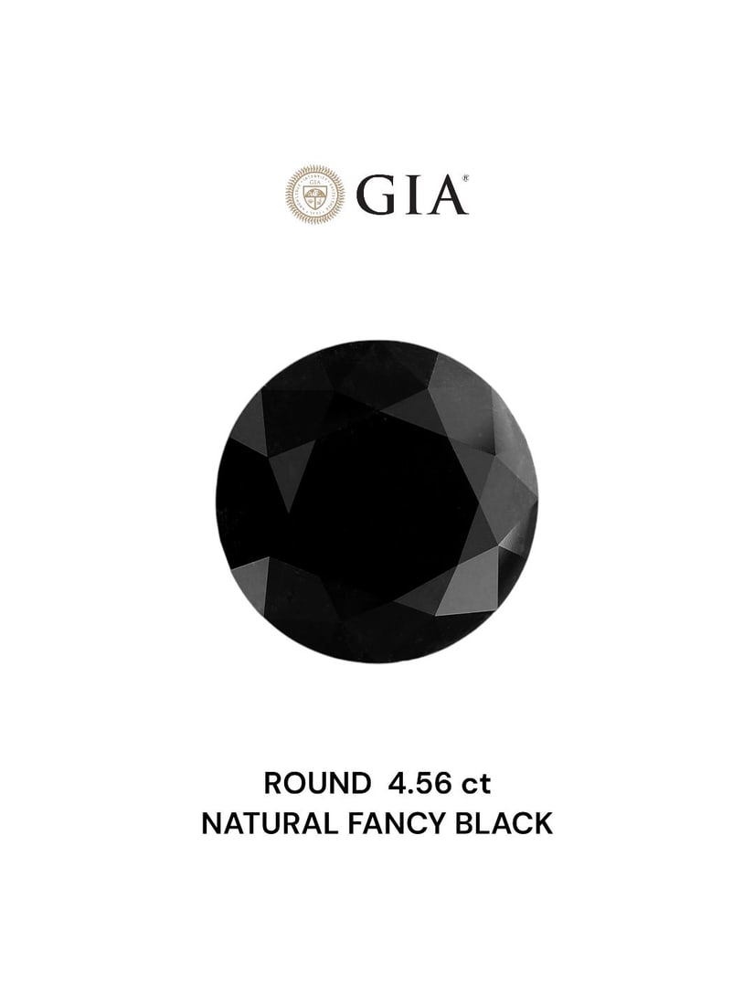 Loose Diamond - ROUND 4.56ct Fancy Black VVS2: Loose Diamond - ROUND 4.56ct Fancy Black VVS2 Source: Natural Shape: ROUND Carats: 4.56 Color: Fancy Black Certification: GIA Video: