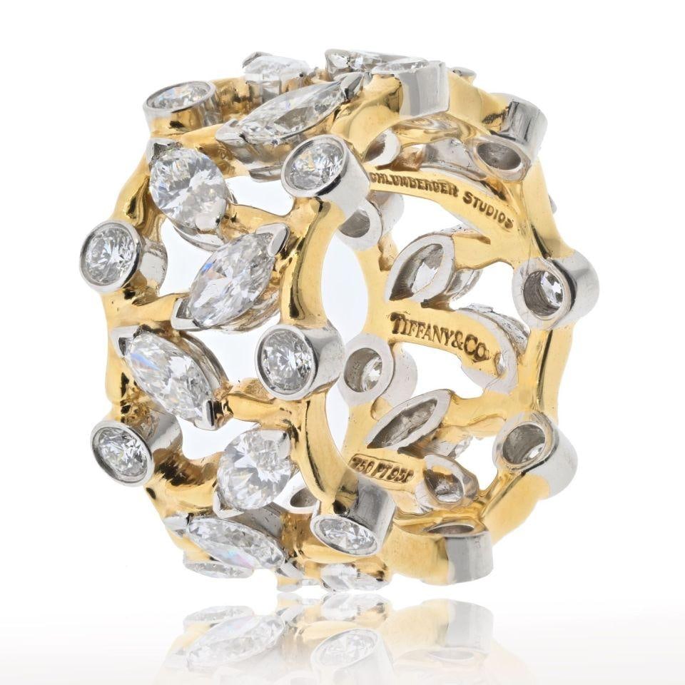 Schlumberger Vigne Diamond Ring in Platinum and 18K Gold by Tiffany & Co. - 3