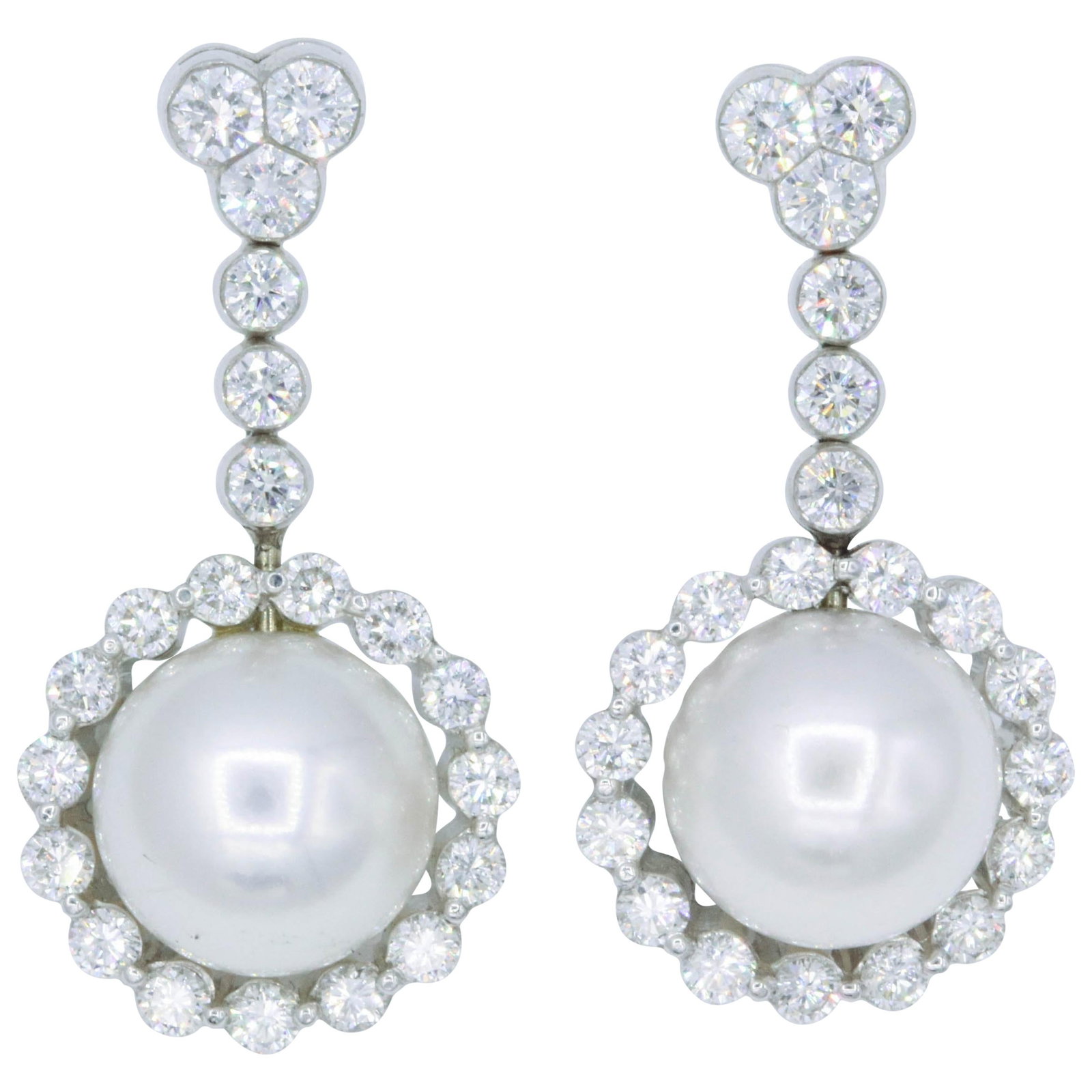 Harbor Diamonds 1.55 Carat Diamond Pearl Drop Earrings 18K White Gold (1 of 6)