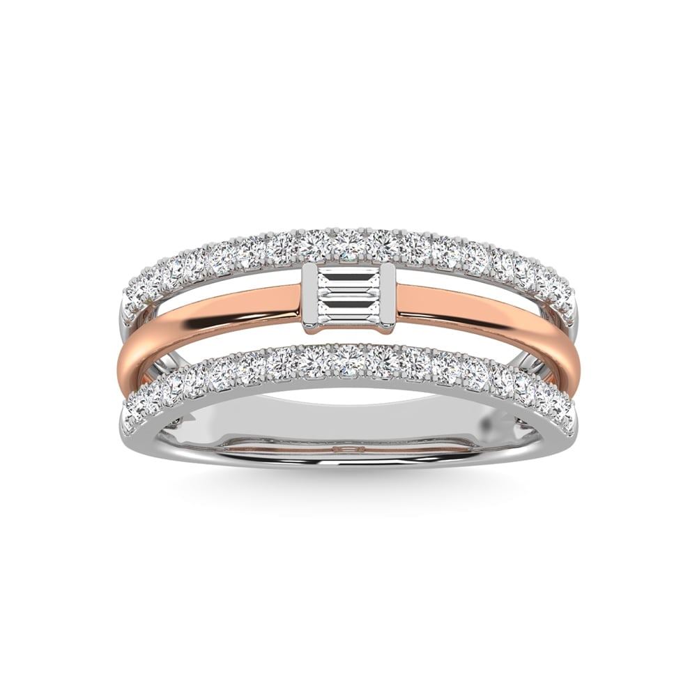 14K White Gold Diamond 1/2 Ct.Tw. Fashion Ring: 14K White Gold Diamond 1/2 Ct.Tw. Fashion Ring 14k Two Tone Stone Color: G-h Stone Clarity: I1 Each ring is presented in standard size 6.5. Complimentary resizing is available between sizes 510 (in 1/