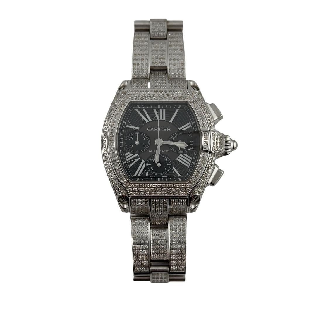 Diamond Bezel and Bracelet Cartier Roadster Mens Watch Black Roman Dial 2618 (1 of 3)