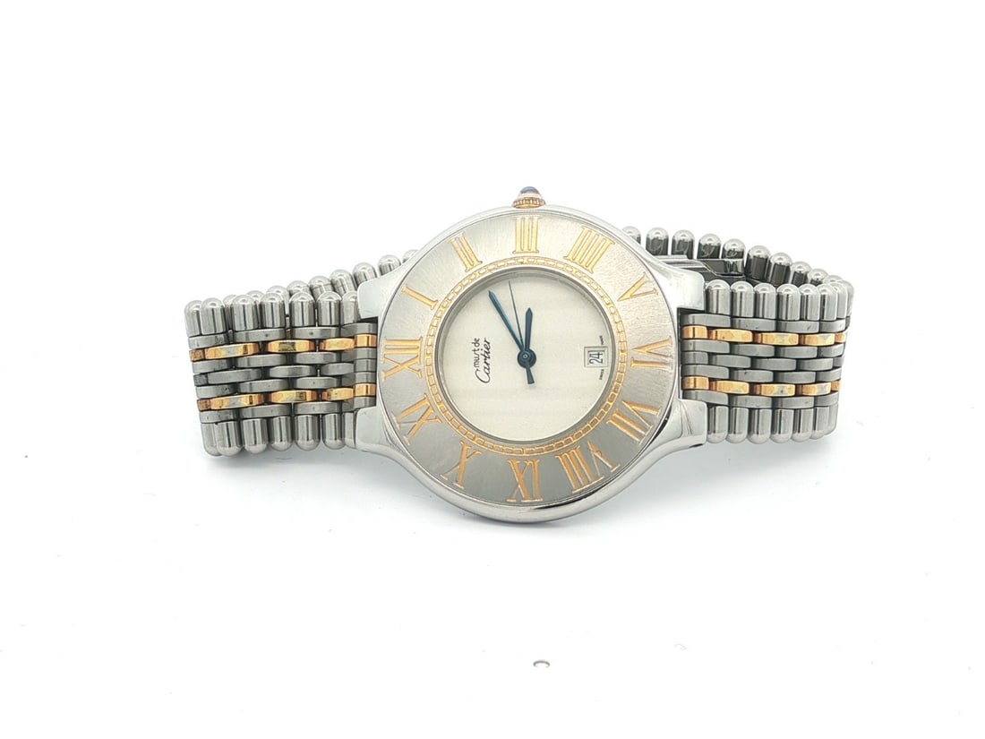 Cartier Must de Cartier 21 Ref 126000P Gold Silver Unisex Quartz Wristwatch (1 of 9)