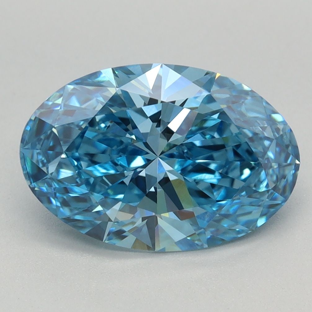 Loose Diamond - OVAL 2.1ct Fancy Vivid Blue VVS2: Loose Diamond - OVAL 2.1ct Fancy Vivid Blue VVS2 Source: This is a real non-mined Diamond that has been grown in a lab Shape: OVAL Carats: 2.1 Color: Fancy Vivid Blue Certification: IGI Video: