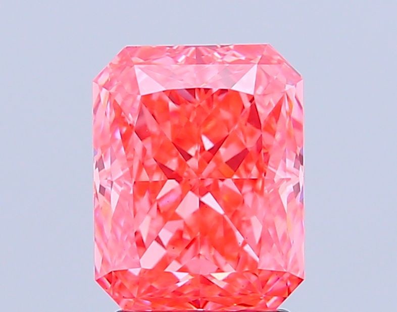 Loose Diamond - RADIANT 2.82ct Fancy Vivid Pink VS1: Loose Diamond - RADIANT 2.82ct Fancy Vivid Pink VS1 Source: This is a real non-mined Diamond that has been grown in a lab Shape: RADIANT Carats: 2.82 Color: Fancy Vivid Pink Certification: IGI Video: