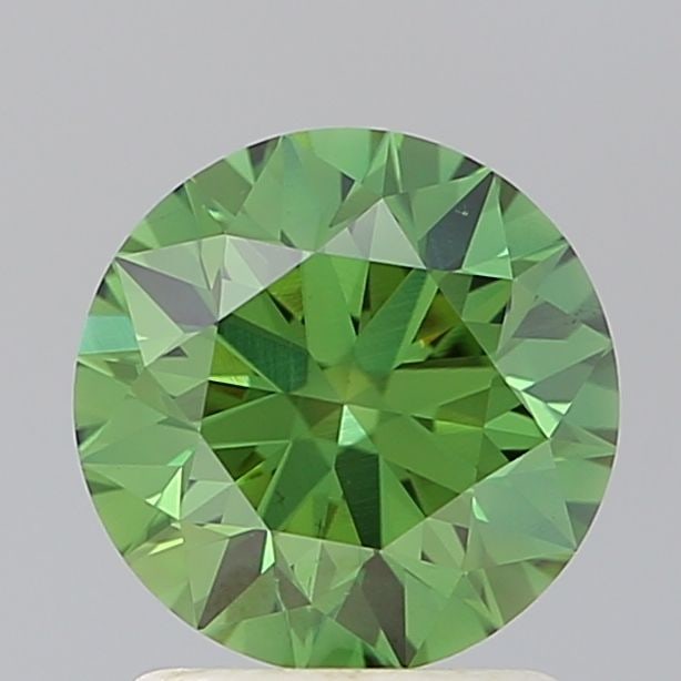 Loose Diamond - ROUND 1.52ct Fancy Vivid Green VS1: Loose Diamond - ROUND 1.52ct Fancy Vivid Green VS1 Source: This is a real non-mined Diamond that has been grown in a lab Shape: ROUND Carats: 1.52 Color: Fancy Vivid Green Certification: IGI Video: