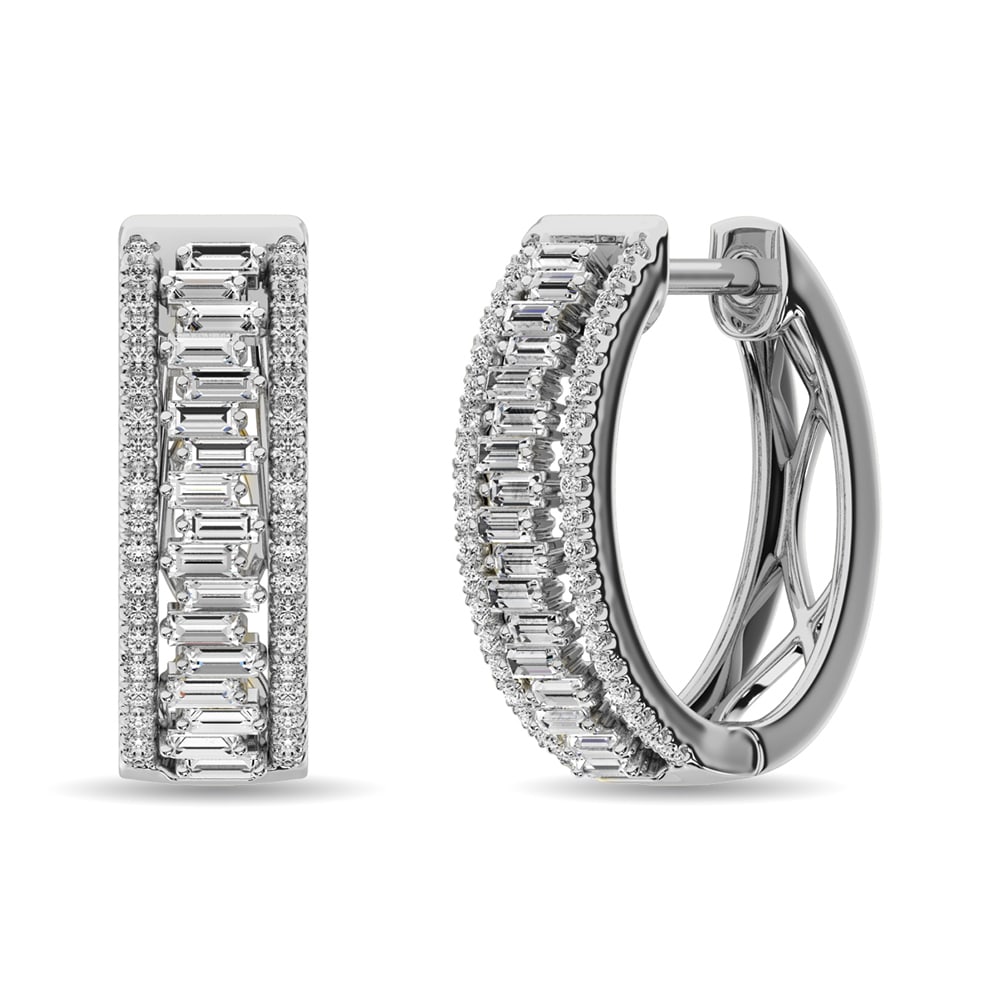Diamond 1/2 Ct.Tw. Hoop Earrings in 14K White Gold: Diamond 1/2 Ct.Tw. Hoop Earrings in 14K White Gold 14k White Gold Stone Color: G-h Stone Clarity: I1 PLEASE NOTE: Framed, Large, or heavy items do not have shipping costs included. The exact shipping 