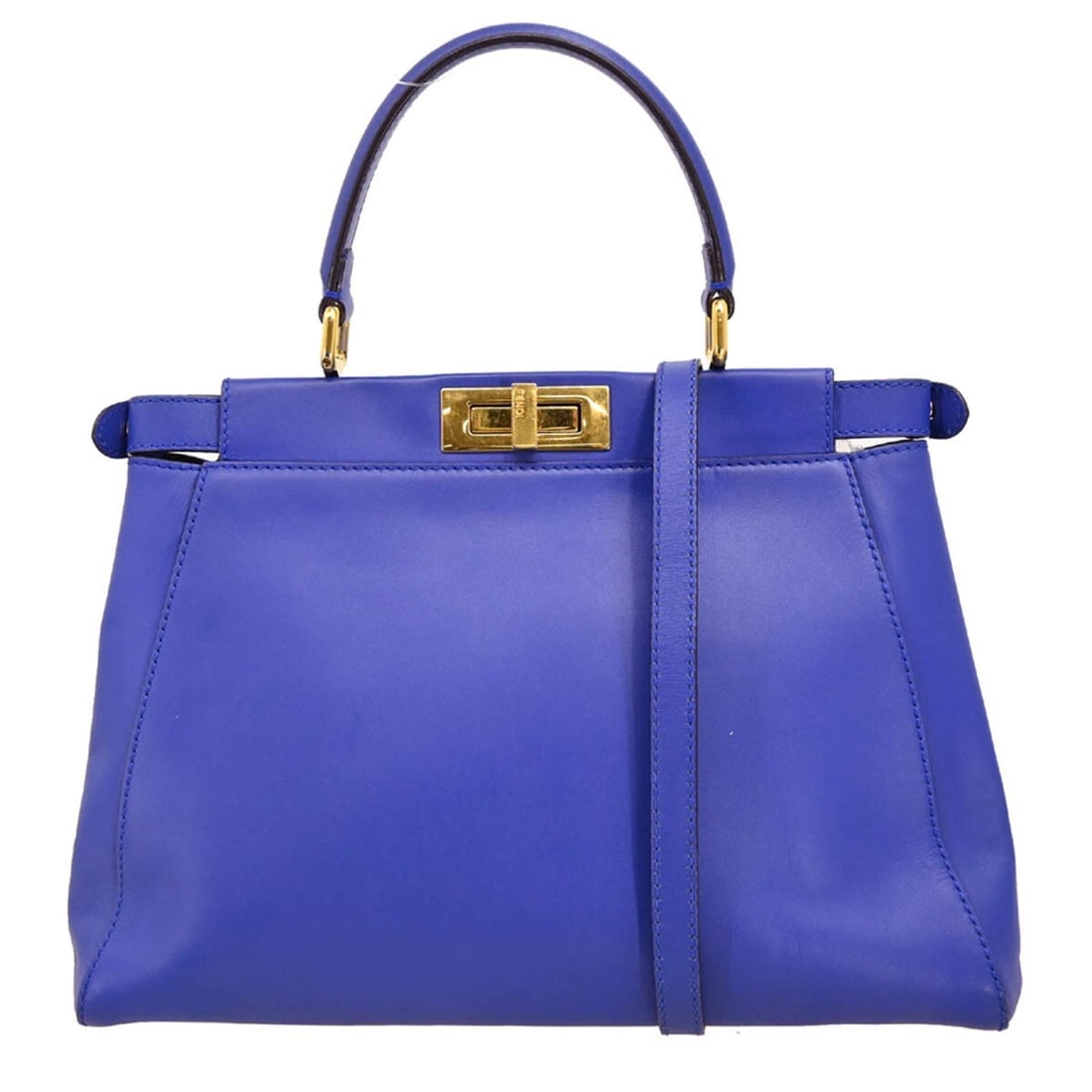 Fendi Blue Leather Peekaboo Handbag 34cm by 24cm by 12cm: Fendi Blue Leather Peekaboo Handbag 34cm by 24cm by 12cm This pre-owned Fendi Peekaboo handbag for women features soft blue leather with a spacious interior. Made in Italy, it presents a stylish and f
