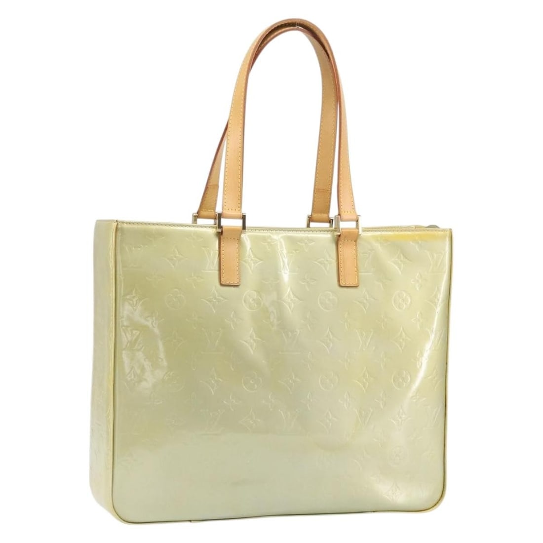 Louis Vuitton Columbus Gris Patent Leather Tote Bag M91028: Louis Vuitton Columbus Gris Patent Leather Tote Bag M91028 This Louis Vuitton Columbus tote bag features the Monogram Vernis design in Gris patent leather. The bag offers a spacious interior and a str