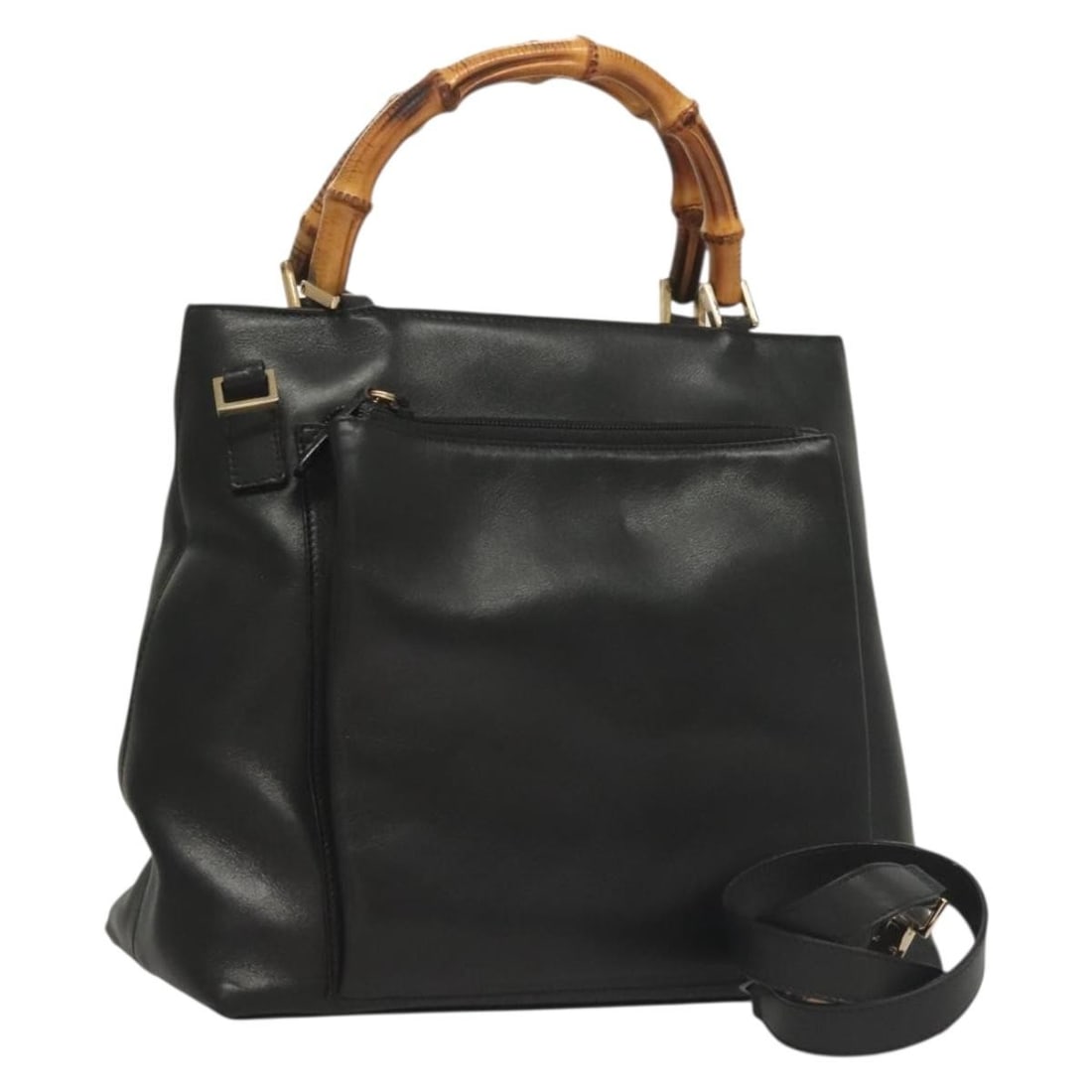 GUCCI Bamboo Hand Bag Leather Black Gold 002 2058 0508 0 Auth: GUCCI Bamboo Hand Bag Leather Black Gold 002 2058 0508 0 Auth This authentic GUCCI Bamboo Hand Bag is crafted from high-quality leather in a striking black and gold color combination. With a sleek sil