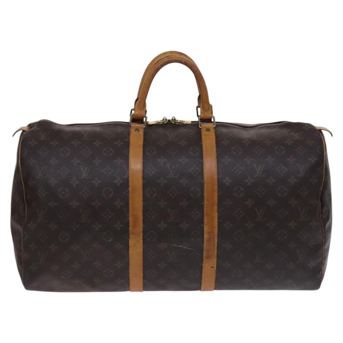 Louis Vuitton Monogram Canvas Keepall Travel Bag 55cm: Louis Vuitton Monogram Canvas Keepall Travel Bag 55cm This Louis Vuitton Keepall Bag features the brand's iconic Monogram canvas in brown and is designed for unisex use. The bag is crafted in France a