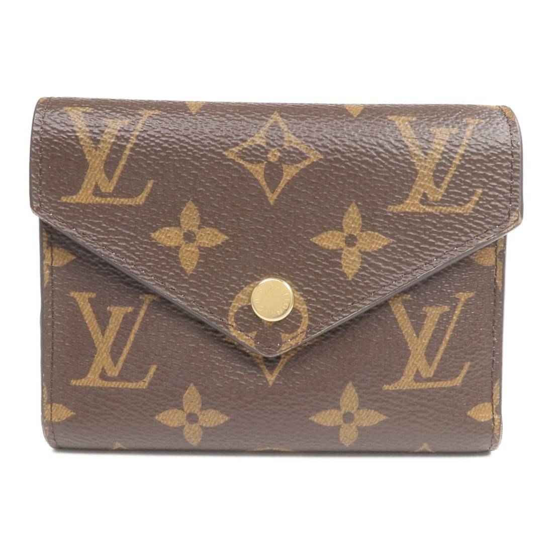 Victorine Tri-Fold Wallet Pink Brown Monogram Canvas by Louis Vuitton: Victorine Tri-Fold Wallet Pink Brown Monogram Canvas by Louis Vuitton This Louis Vuitton Victorine Wallet features a tri-fold design crafted from brown PVC coated canvas in the Monogram pattern. Desig