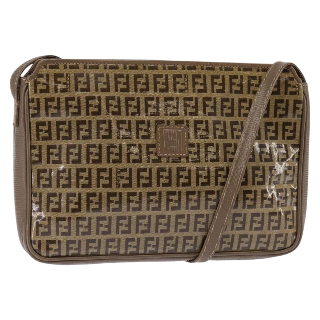 Vintage Fendi Zucchino Canvas Crossbody Bag for Women: Vintage Fendi Zucchino Canvas Crossbody Bag for Women This Fendi Vintage Zip Crossbody Bag features the iconic Zucchino canvas in beige, designed for women. Crafted in Italy, it offers a compact size 