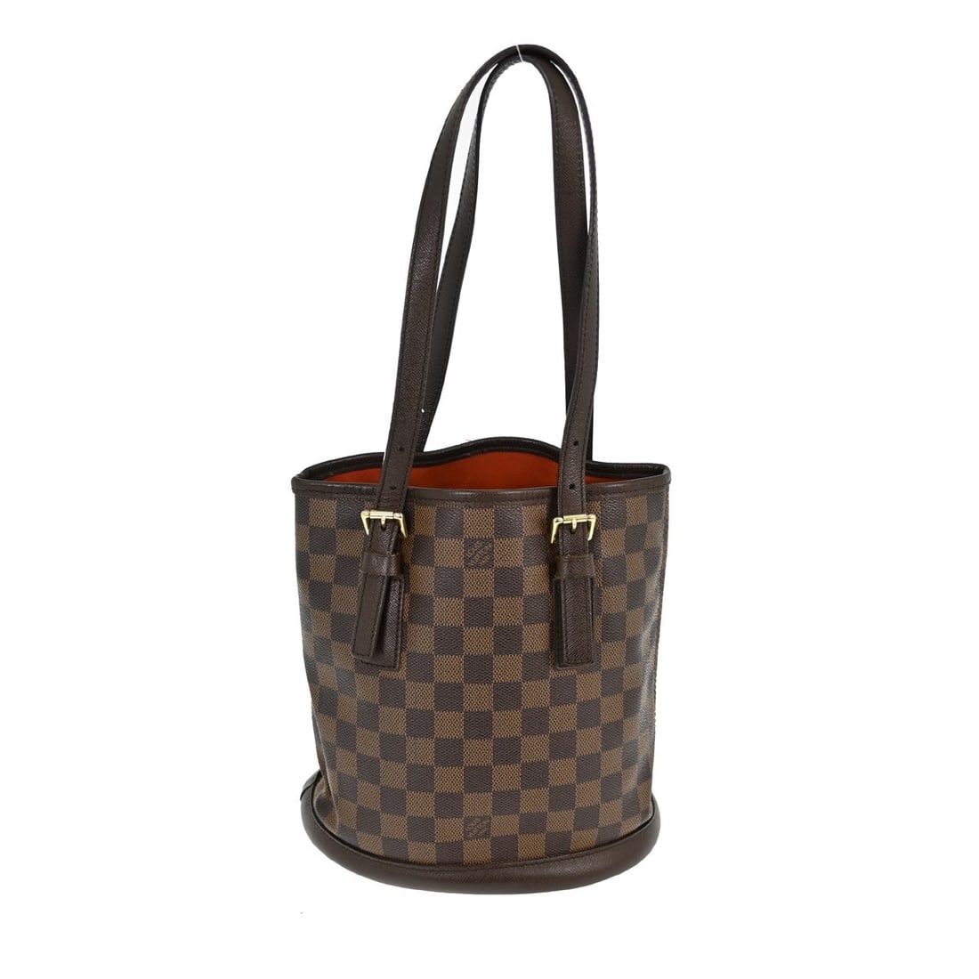 Louis Vuitton Damier Ebene Marais Tote Bag with Double Handles: Louis Vuitton Damier Ebene Marais Tote Bag with Double Handles This Louis Vuitton Marais tote bag features the iconic Damier Ebene canvas with leather accents and double handles. Designed in a medium 