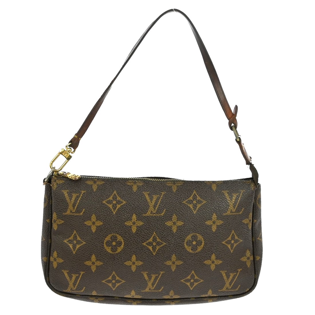 Louis Vuitton Monogram Canvas Pochette Accessoires Small Brown Top Handle Bag: Louis Vuitton Monogram Canvas Pochette Accessoires Small Brown Top Handle Bag This Louis Vuitton Monogram Pochette Accessoires handbag features the iconic monogram canvas leather in brown with a zip c