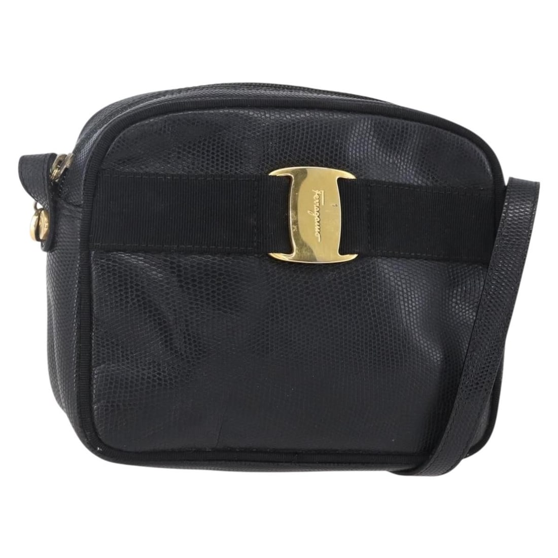 Salvatore Ferragamo Vara Bow Black Leather Camera Shoulder Bag: Salvatore Ferragamo Vara Bow Black Leather Camera Shoulder Bag This Salvatore Ferragamo Vara Bow camera shoulder bag is crafted from black leather and designed for women. The bag features the signatur