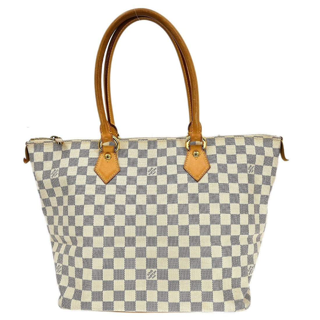 Louis Vuitton Saleya MM Damier Azur Canvas Medium Tote Bag N51185: Louis Vuitton Saleya MM Damier Azur Canvas Medium Tote Bag N51185 This Louis Vuitton Saleya MM tote bag features the iconic Damier Azur canvas with leather trim and gold-tone hardware. Designed in a m