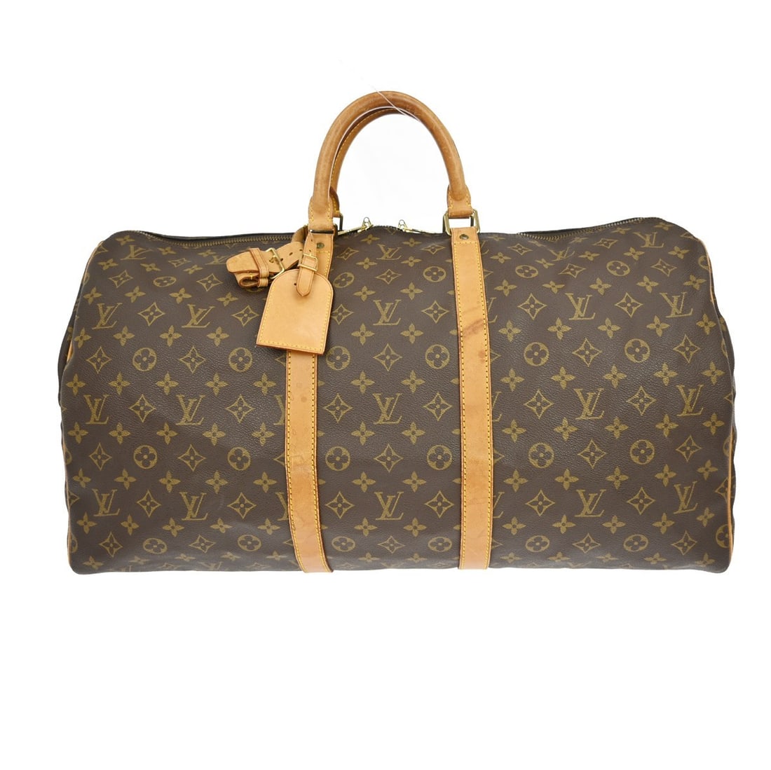 Louis Vuitton Keepall Monogram Canvas Unisex Travel Bag 55cm: Louis Vuitton Keepall Monogram Canvas Unisex Travel Bag 55cm This Louis Vuitton Keepall Bag is crafted from brown monogram canvas and designed for unisex use. Made in France, it features spacious dime