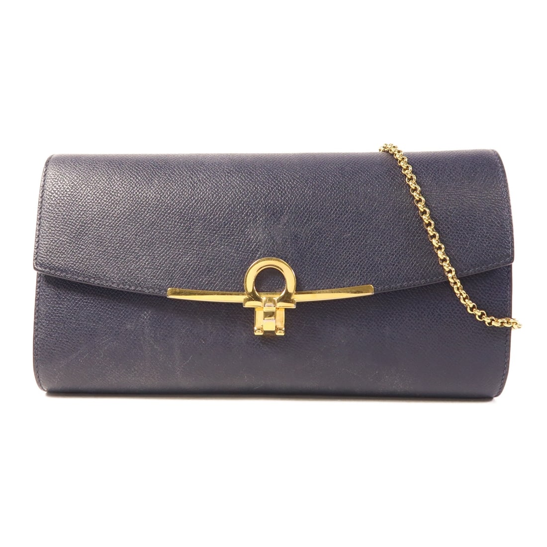 Salvatore Ferragamo Navy Calfskin Leather Clutch Bag GHW Made in Italy: Salvatore Ferragamo Navy Calfskin Leather Clutch Bag GHW Made in Italy This elegant clutch bag from Salvatore Ferragamo is crafted from luxurious calfskin leather in a sophisticated navy color. Measur