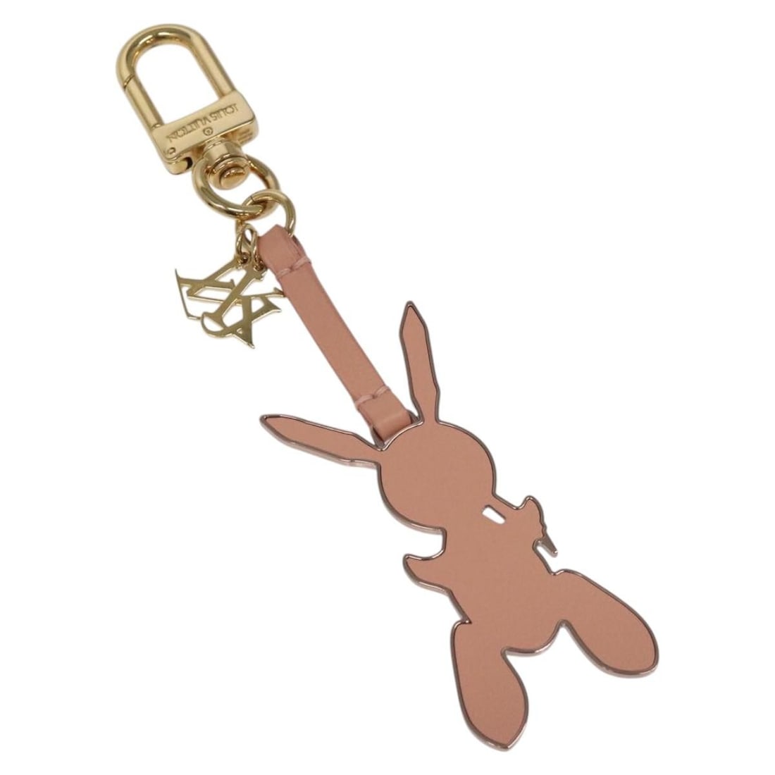 Louis Vuitton Pink Rabbit Jeff Metal Key Ring Bag Charm M62734: Louis Vuitton Pink Rabbit Jeff Metal Key Ring Bag Charm M62734 This Louis Vuitton Rabbit Jeff key ring features a playful pink metal design. Crafted in Italy, it is designed for women and is part of t