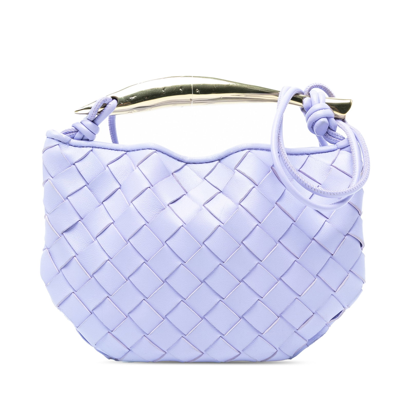 Bottega Veneta Baby Lambskin Intrecciato Sardine Bag Purple: Bottega Veneta Baby Lambskin Intrecciato Sardine Bag Purple This exquisite Bottega Veneta Baby Lambskin Intrecciato Sardine Bag showcases a stunning woven leather body in a rich purple hue. The bag fe