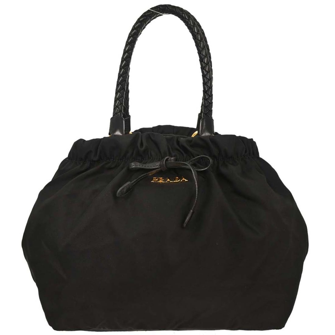 Prada Nylon Tote Bag Convertible Bow Design Black 29x22x16cm: Prada Nylon Tote Bag Convertible Bow Design Black 29x22x16cm This pre-owned Prada Convertible Bow Tote in black nylon is designed for women and combines style with functionality. The tote features a v