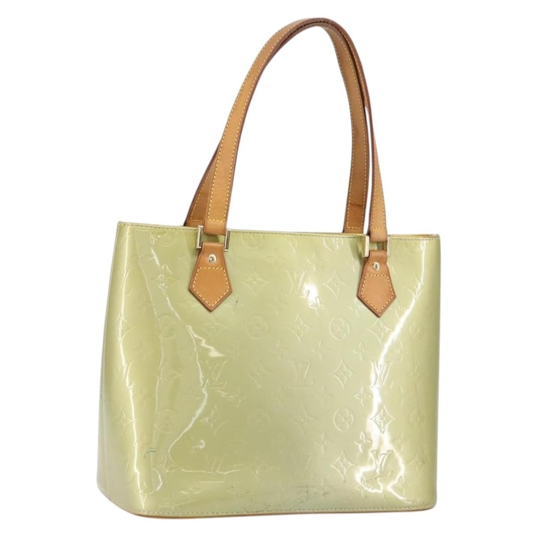 Louis Vuitton Gray Houston Patent Leather Monogram Tote Bag: Louis Vuitton Gray Houston Patent Leather Monogram Tote Bag This Louis Vuitton Houston Handbag is crafted from gray patent leather and designed for women. The bag is pre-owned and in good condition, w