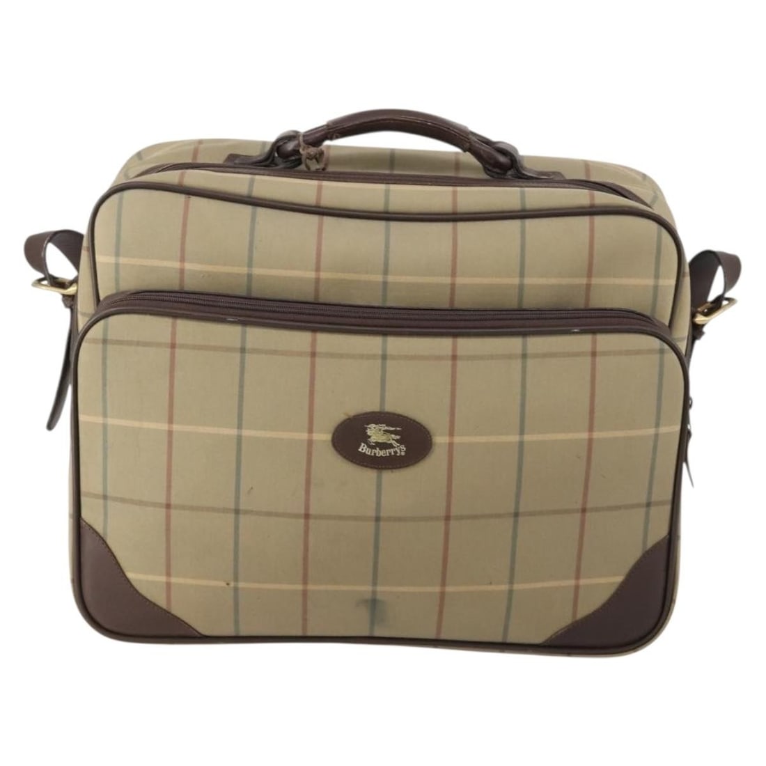 Burberry Nova Check Canvas Boston Handbag Beige 42cm by 30cm by 16cm: Burberry Nova Check Canvas Boston Handbag Beige 42cm by 30cm by 16cm This pre-owned Burberry Nova Check Boston bag features a beige canvas construction suitable for unisex use. The handbag measures 42