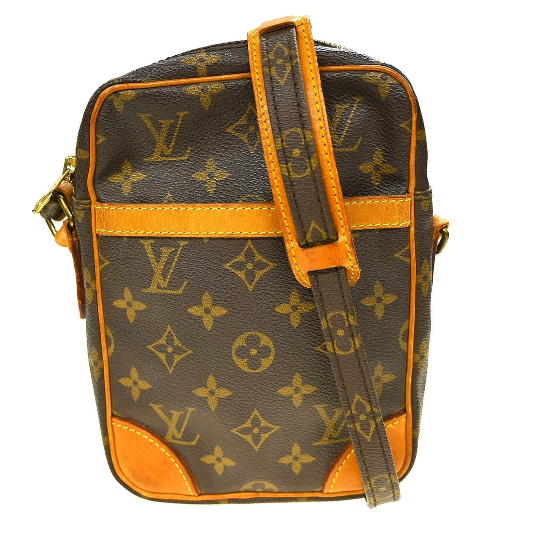 Louis Vuitton Danube Monogram Canvas Crossbody Shoulder Bag M45266: Louis Vuitton Danube Monogram Canvas Crossbody Shoulder Bag M45266 This Louis Vuitton Danube crossbody shoulder bag features the brand's iconic monogram canvas leather exterior with brown leather trim