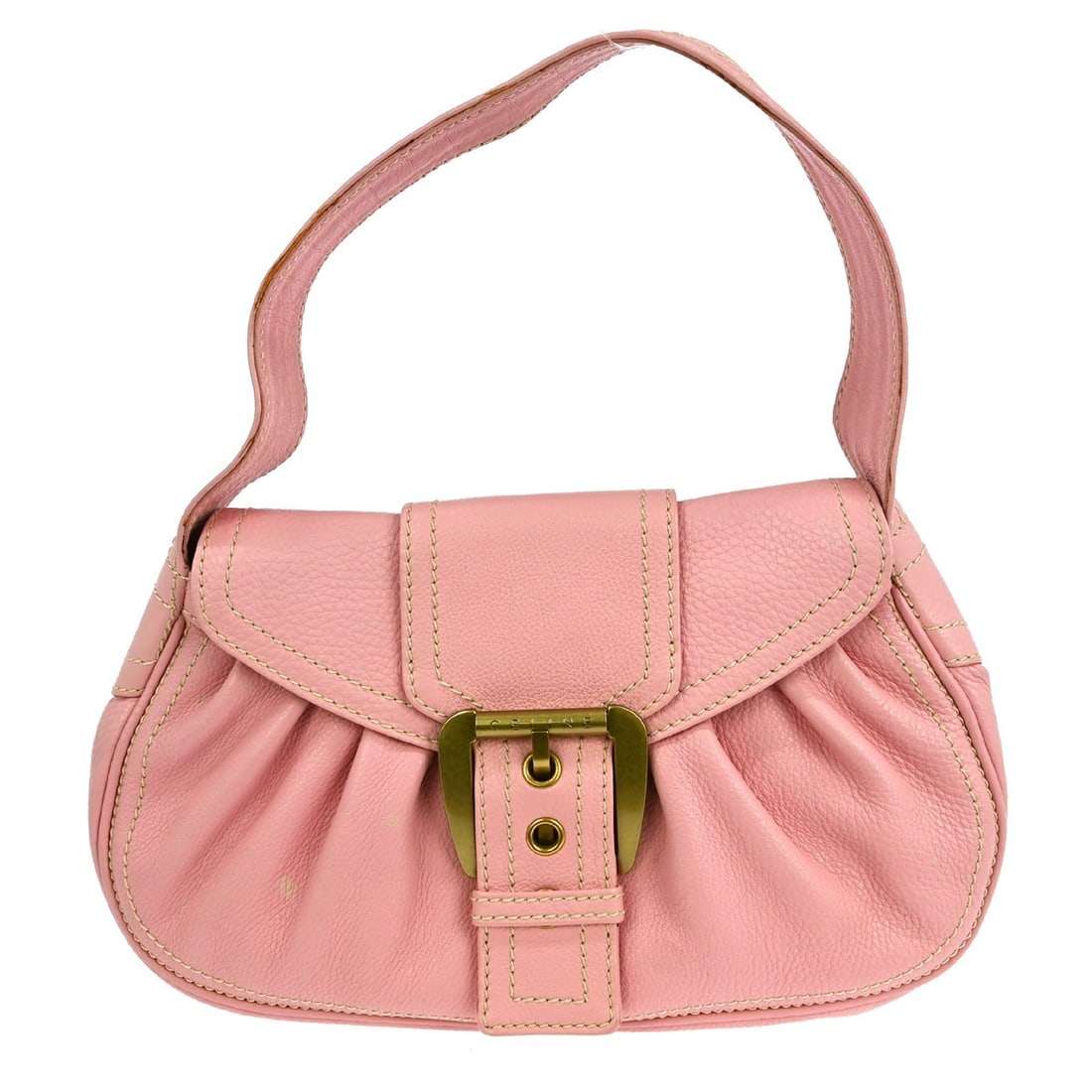 Celine Medium Pink Leather Handbag with Double Handles and Logo Accent (1 of 9)
