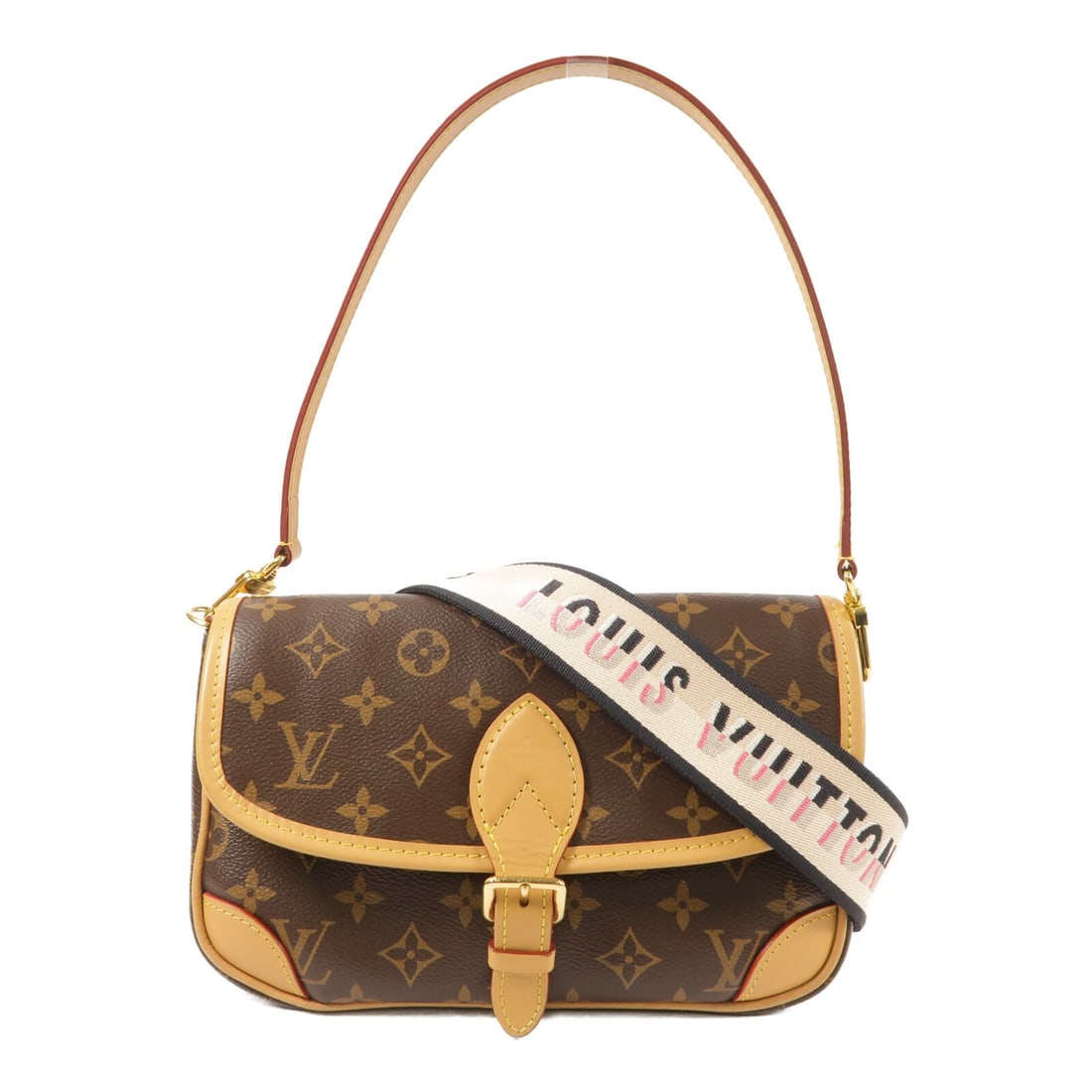 Louis Vuitton Diane Brown Monogram 2-Way Shoulder Bag with Gold Hardware: Louis Vuitton Diane Brown Monogram 2-Way Shoulder Bag with Gold Hardware This Louis Vuitton Diane 2-way shoulder bag features a monogram brown PVC coated canvas exterior. Designed for women, it offers