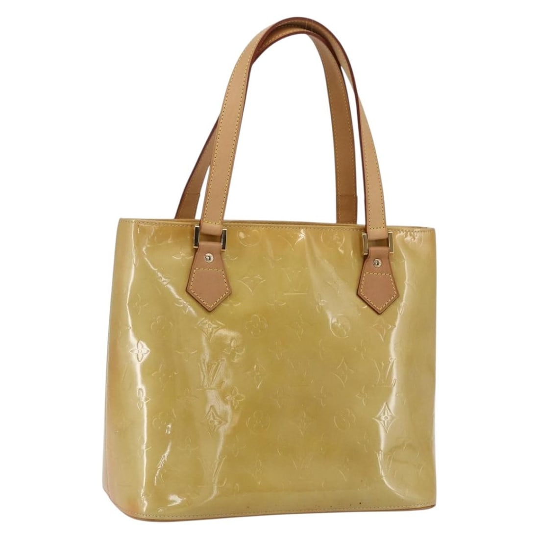 Louis Vuitton Houston Monogram Vernis Beige Patent Leather Handbag M91004: Louis Vuitton Houston Monogram Vernis Beige Patent Leather Handbag M91004 This is a Louis Vuitton Monogram Vernis Houston Hand Bag in beige patent leather. Crafted in Spain, this handbag features a sp