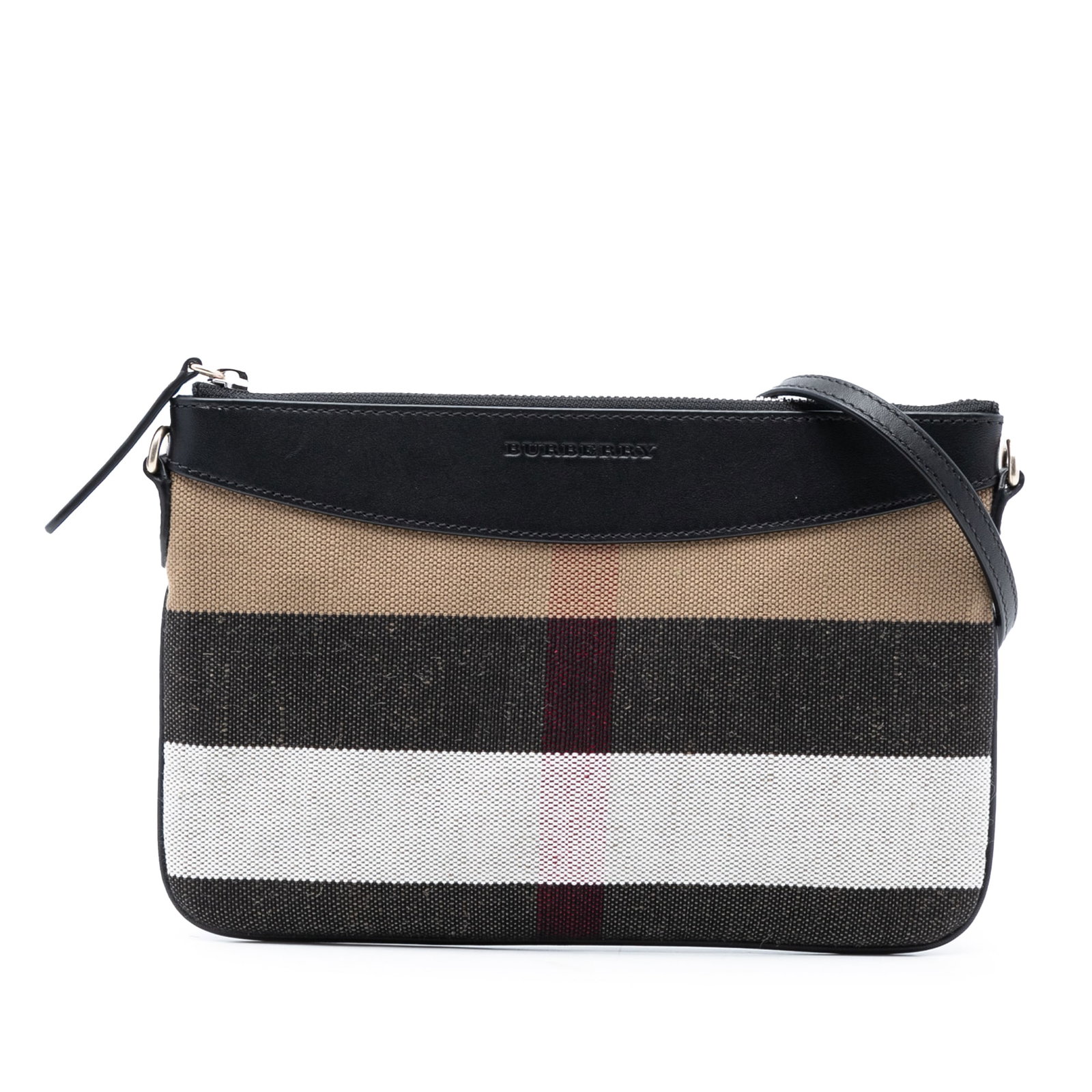 Burberry Peyton Brown Mega Check Canvas Crossbody Bag with Leather Trim: Burberry Peyton Brown Mega Check Canvas Crossbody Bag with Leather Trim This Burberry Peyton crossbody bag features the signature Mega Check canvas with leather trim. It offers an adjustable flat leat