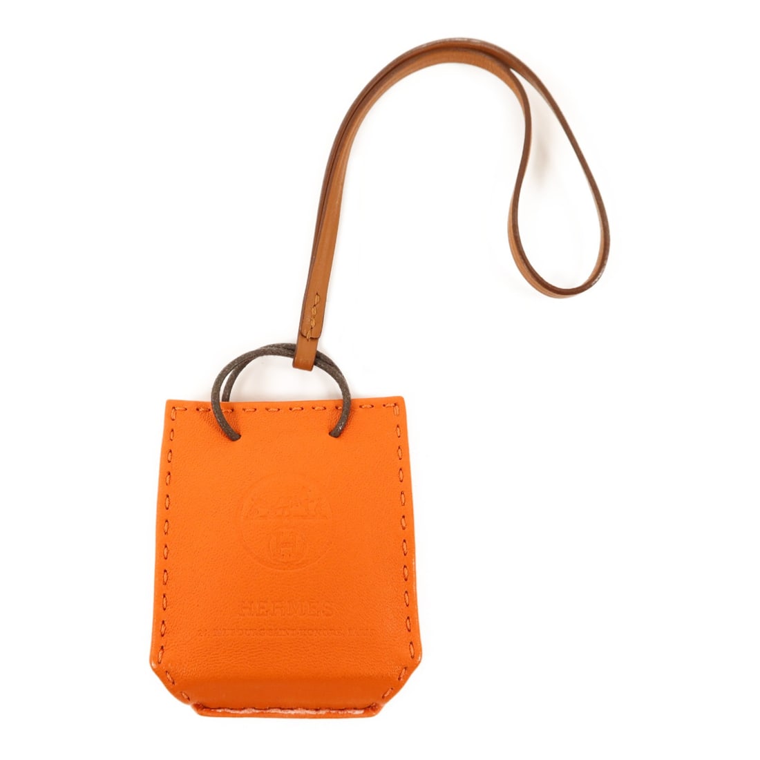Hermes Orange Milo Swift Lambskin Bag Charm for Women (1 of 10)