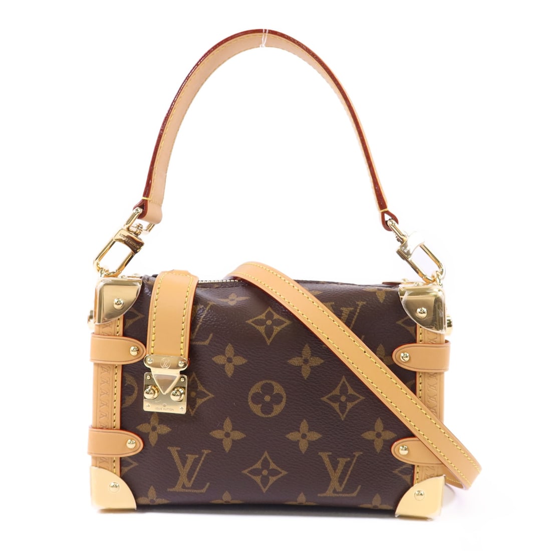 LOUIS VUITTON Side Trunk PM M46815 2way Shoulder Bag Monogram Brown GHW: LOUIS VUITTON Side Trunk PM M46815 2way Shoulder Bag Monogram Brown GHW Discover elegance with the LOUIS VUITTON Side Trunk PM M46815 2way Shoulder Bag, crafted from durable PVC coated canvas in a ric