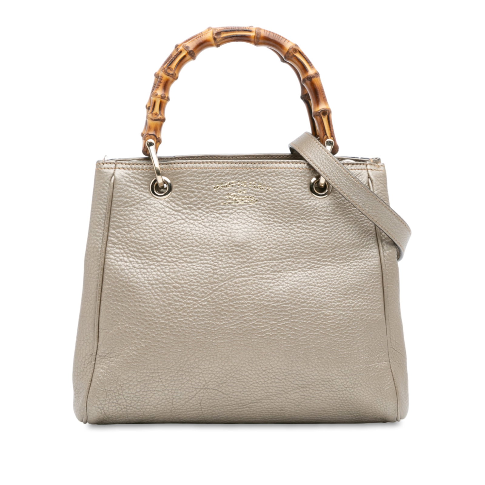 Gucci Small Calfskin Bamboo Shopper Satchel Leather Bag Gold: Gucci Small Calfskin Bamboo Shopper Satchel Leather Bag Gold This Gucci Small Calfskin Bamboo Shopper Satchel is a stylish and functional accessory crafted from high-quality leather. It features elega
