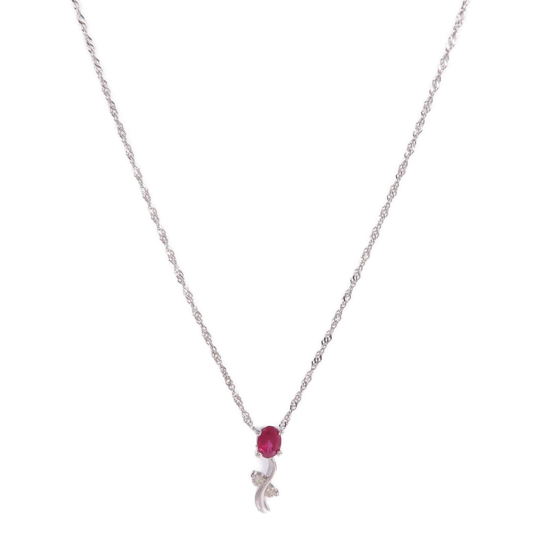 Ruby and Diamond Pendant Necklace in 18K White Gold (1 of 9)
